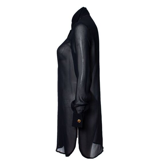 Gianni Versace Black silk blouse with medusa buttons
